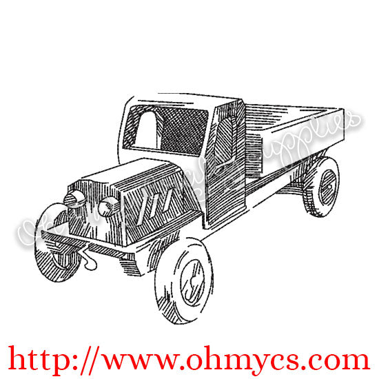 Sketch Vintage Toy Truck Embroidery Design