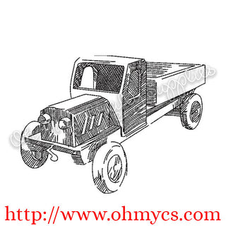 Sketch Vintage Toy Truck Embroidery Design