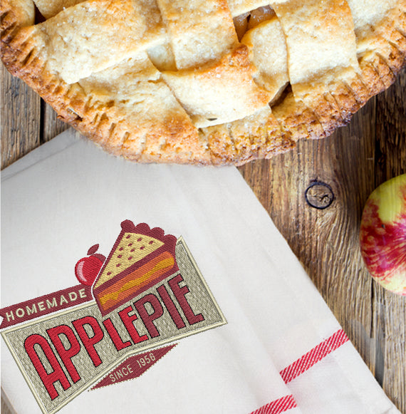 Vintage Apple Pie Embroidery Design