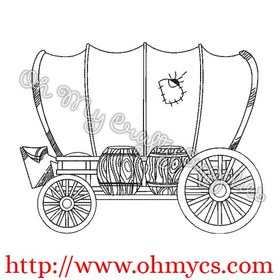 Covered Wagon Sketch Embroidery Design