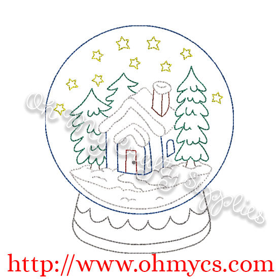 Winter Snow Globe Embroidery Design