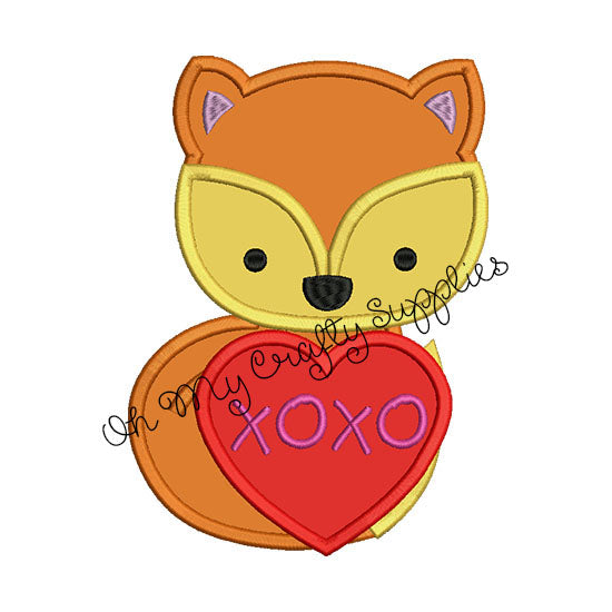 XOXO Fox Applique Embroidery Design