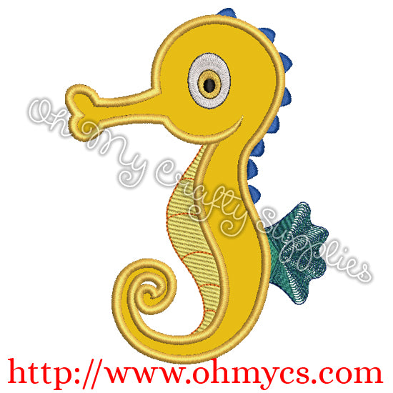 Yellow Seahorse Applique