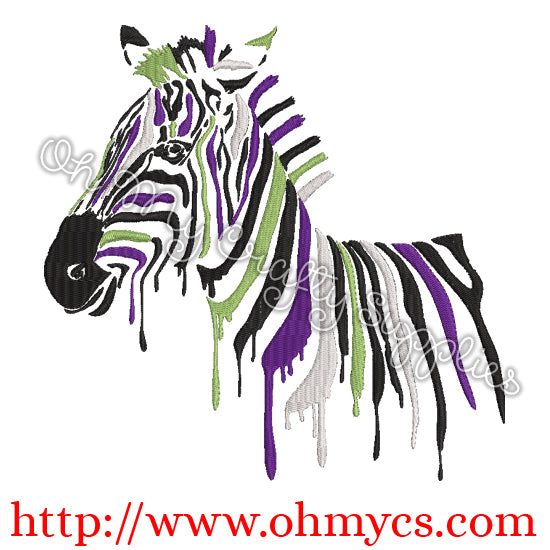 Painted Zebra Embroidery Design