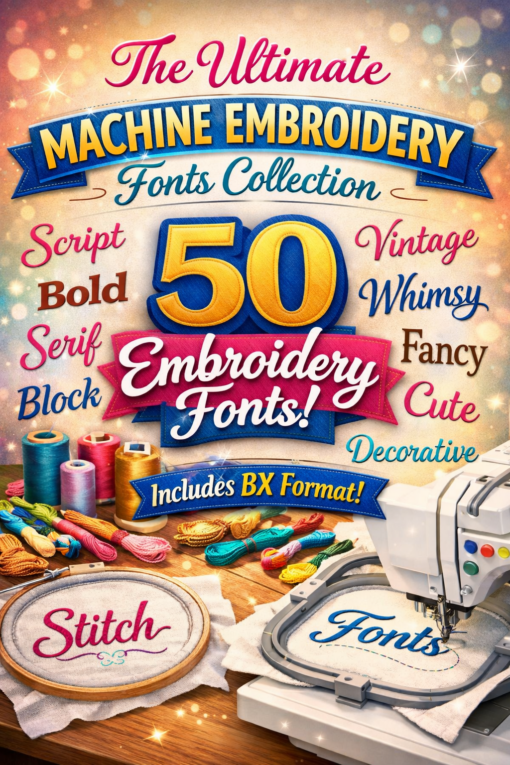 Machine Party Lettering Machine Embroidery Fonts Collection (BX Included)