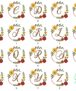 Alternative view of Autumn Flower Monogram A-Z (AM)