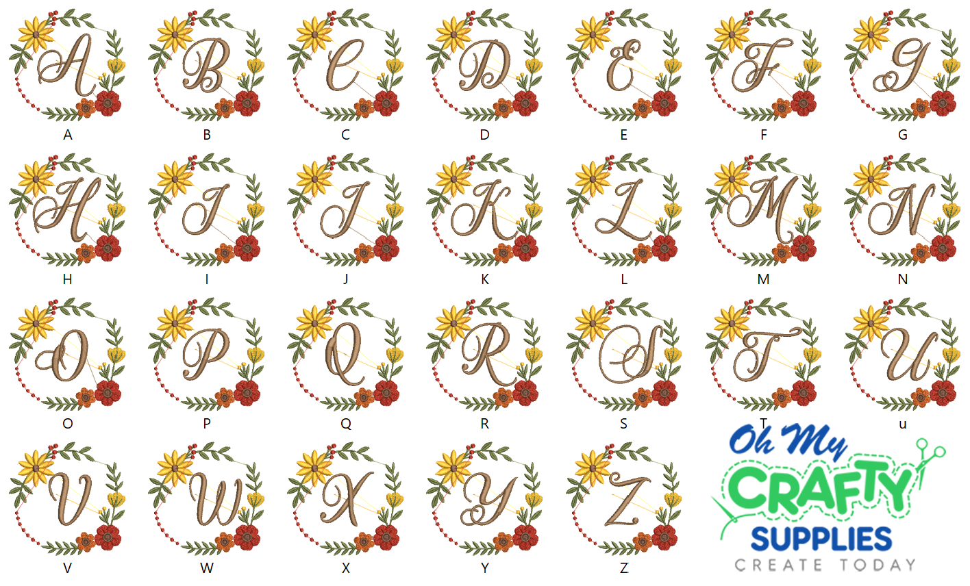 Autumn Flower Monogram A-Z (AM) - Image 2