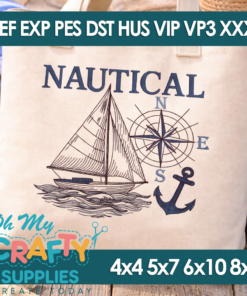 Nautical Sailboat Sketch Embroidery Design