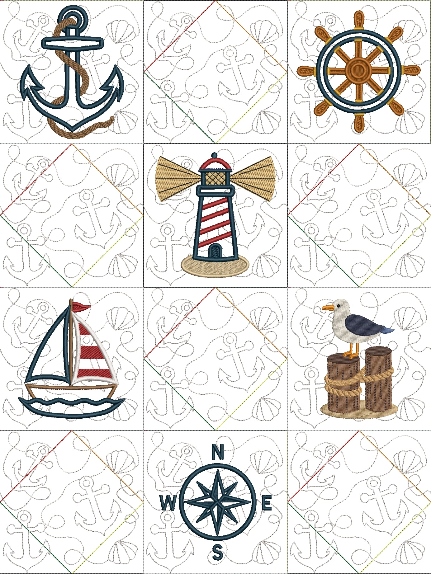 Anchored in Stitches – Nautical Wall Hanger Block Club