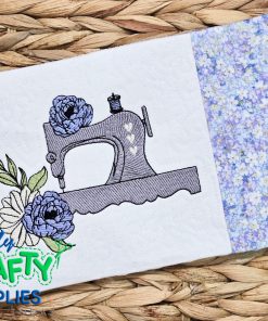 Elegant Sewing Machine Mug Rug Embroidery Design (REV)