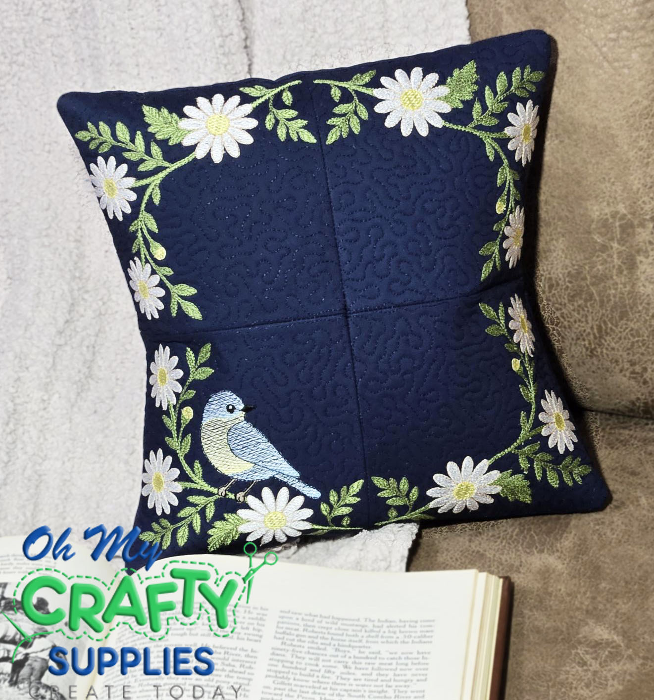 Floral Pillow Cover Embroidery Design