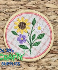 Floral Round Mug Rug Embroidery Design (MRP)