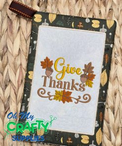 Give Thanks Potholder Embroidery Design