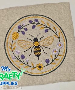 Floral Vine Bee Embroidery Design