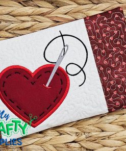 Saddle Stitch Heart Mug Rug Embroidery Design (MRM)