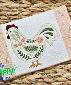 Spring Chicken Mug Rug Embroidery Design (MAD)