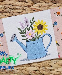 Spring Watering Can Mug Rug Embroidery Design (MAD)