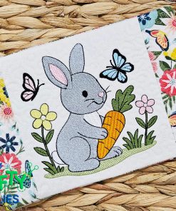 Bunny with Carrot Mug Rug Embroidery Design (MRM)