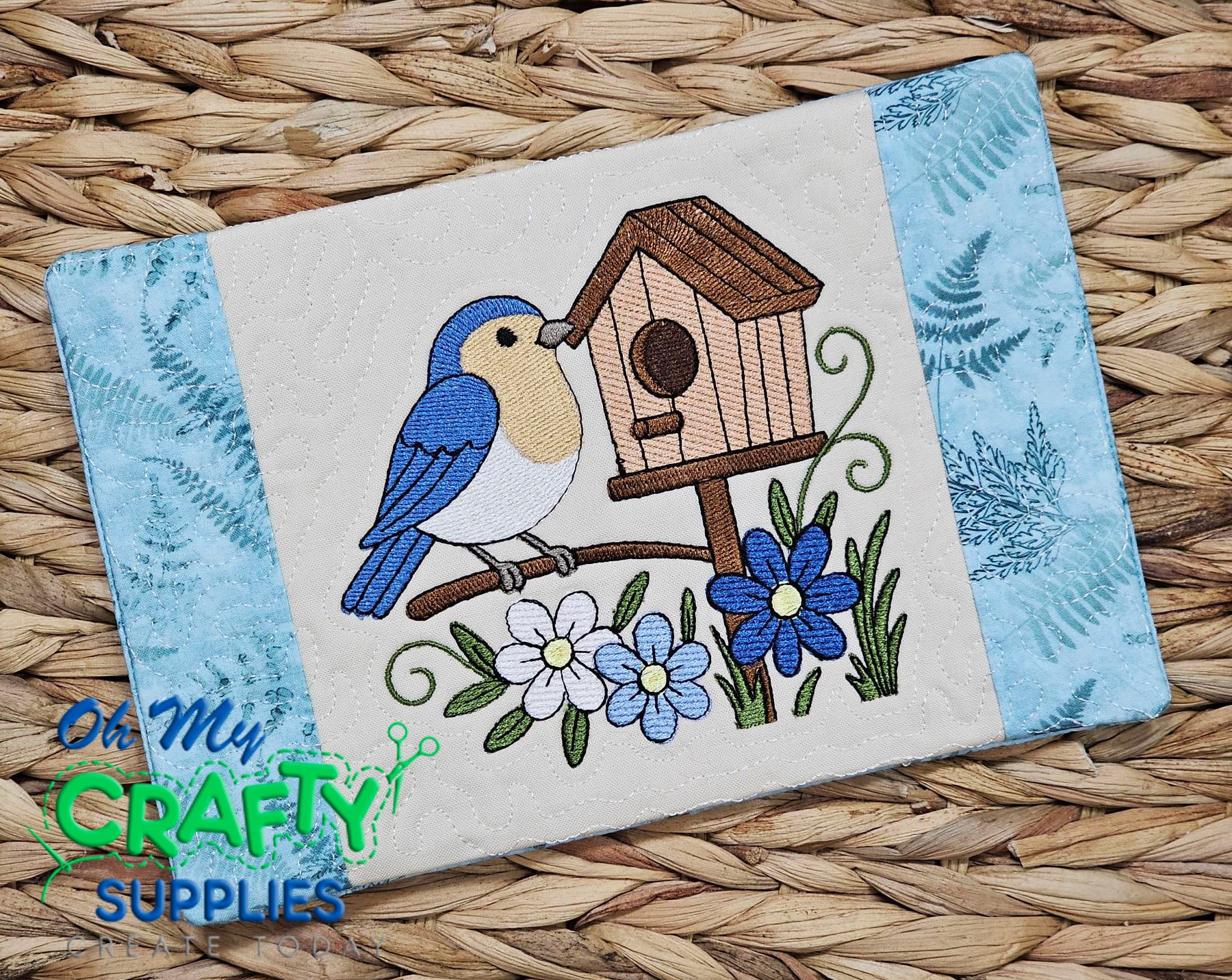 Bird House Mug Rug Embroidery Design (REV)