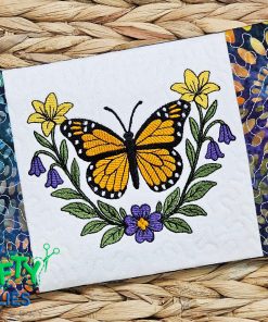 Lily Butterfly Mug Rug Embroidery Design (MRP)