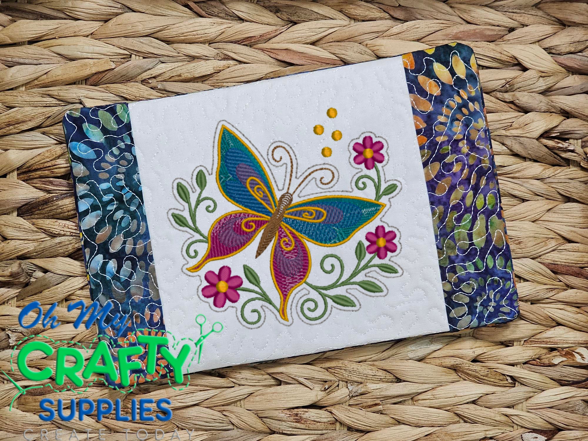 Garden Dance Mug Rug Embroidery Design (REV)