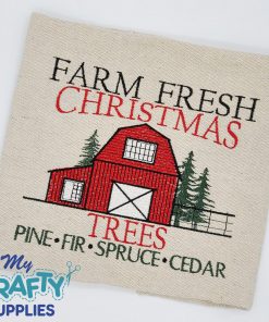 Farm Fresh Christmas Tree Barn Embroidery Design