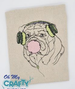 Headphone Bubble Pup Embroidery Design