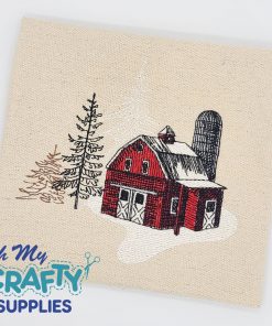 Snowy Barn Sketch 92521 Embroidery Design