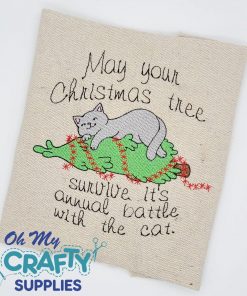 Annual Cat Battle Embroidery Design