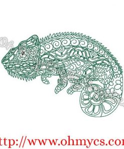 Henna Chameleon Embroidery Design