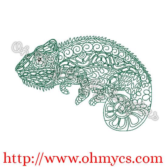 Henna Chameleon Embroidery Design