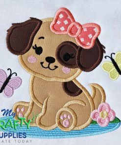 Cute Puppy 24 Applique Embroidery Design