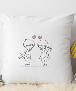Two Kids in Love Embroidery Design
