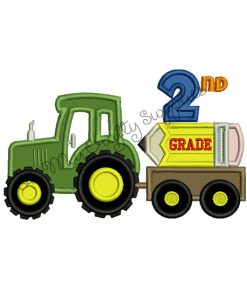 Second Grade Tractor Applique Embroidery Design