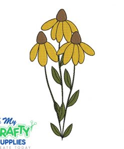 3 Standing Flowers Embroidery Design