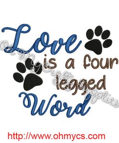 Four Legged Word Embroidery Design