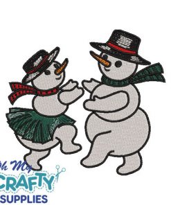 Sketch Fill Dancing Snow Couple Embroidery Design