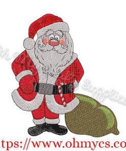 Santa Claus with Gift Bag Embroidery Design
