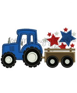 Fourth of July Tractor Applique Embroidery Design