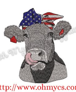 Fourth of July Cow Embroidery Design