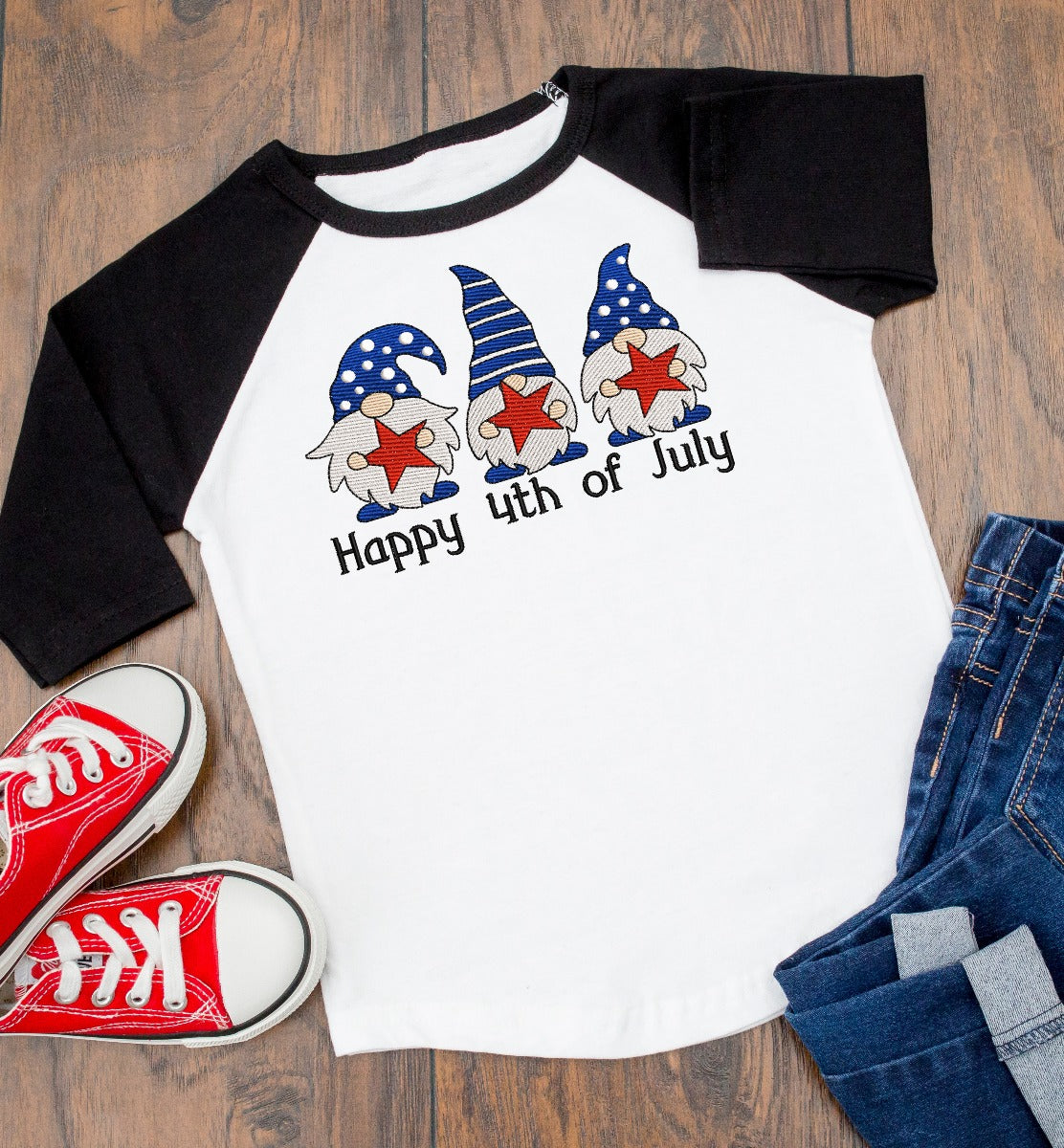 Watercolor 4th of July Gnomes Embroidery Design