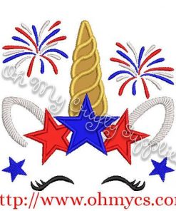 4th of July Unicorn Applique Design