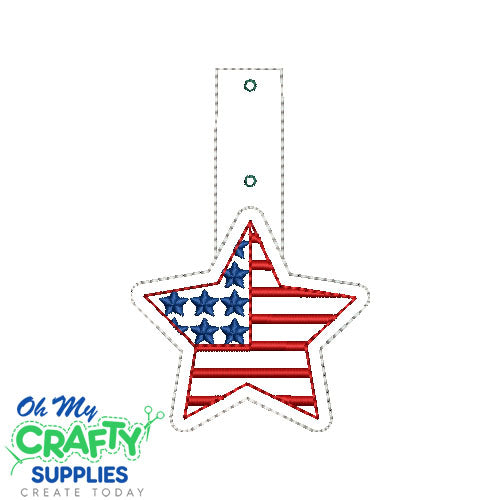 4th of July Star Key Fob Embroidery Design (KFC)