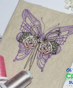 Butterfly Scissors Embroidery Design