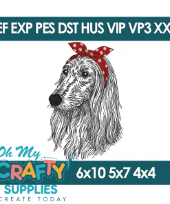 Sketch Bow Afghan Hound Embroidery Design