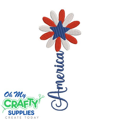 America Flower Embroidery Design