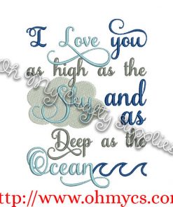 As high as the Sky Embroidery Design