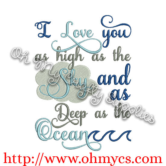 As high as the Sky Embroidery Design