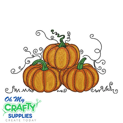 Autumn Pumpkin Trio Embroidery Design
