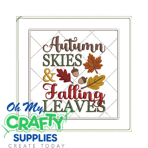 Autumn Skies Potholder Embroidery Design (AB)